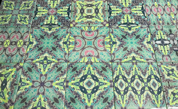 Veridian Victorian Mixed Tile Set - Green Aqua Charcoal Beautiful Bohemian Tiles