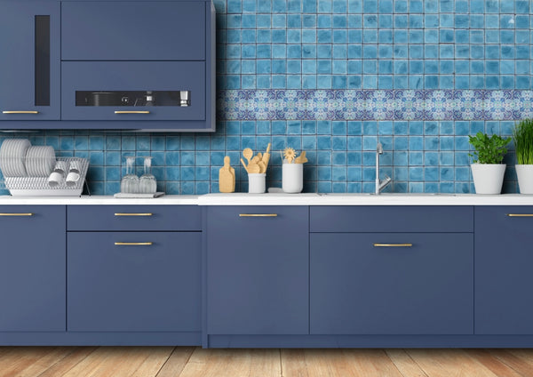 Blue turtle mandala tiles 6x6” squares with a smooth shiny surface, gorgeous aqua ultramarine & royal blue shades, hand printed by Meikie in her Studio. Perfect for a bathroom makeover as a full wall, border or individual tiles set into plain tiles.