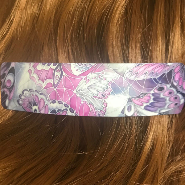 Purple Grey Butterflies hair clip, barette, hairslide, stocking filler, gift for her, gift for woman, gifts for girls, pretty presents.