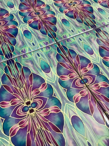 Persian Orchid Tiles -Turquouse Blue Purple Lilac Tiles  - Bohemian Nouveau Ceramic Hand Printed Tiles