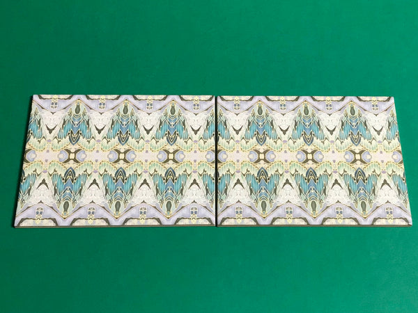 Sage Green Art Deco Butterfly Moth Tiles - Beautiful Ceramic Rectangular Border 6x8” Tiles - Kitchen Bathroom Tiles