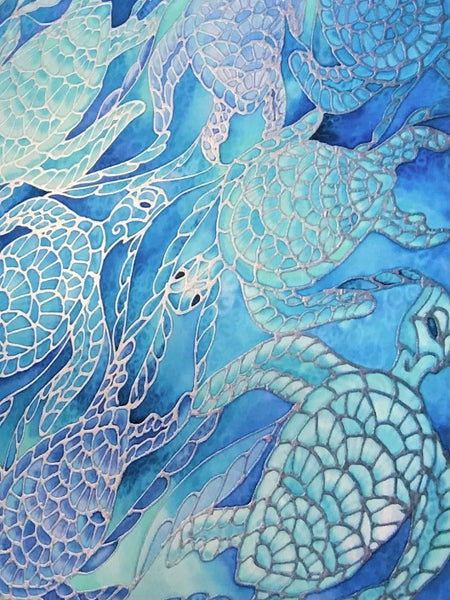 Stunning Extra Large Blue Turtles Glass Counter Saver - Ultramarine Aqua Worktop Protector