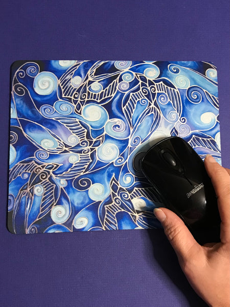 Table Mats Cobolt Blue -  Blue Swallows Place Mats - Blue Glass Chopping Boards -Swallows Coasters