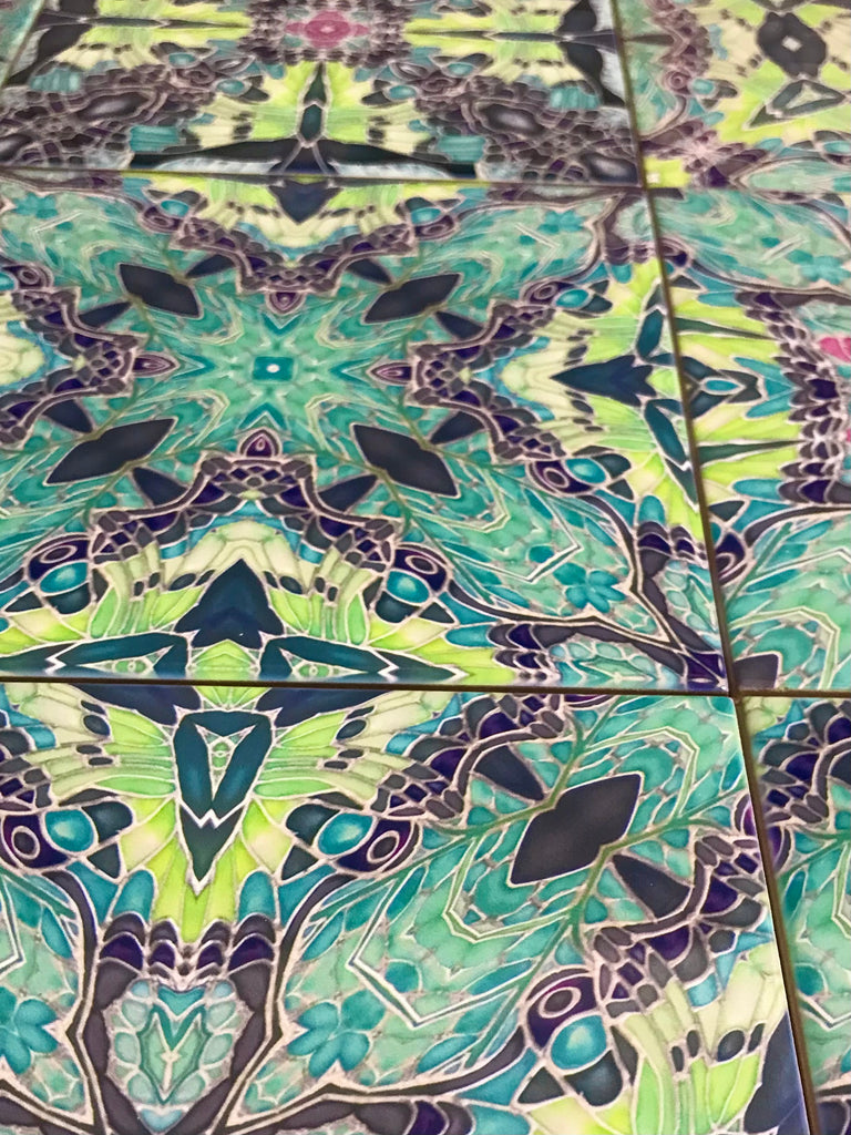 Veridian Victorian Mixed Tile Set - Green Aqua Charcoal Beautiful Bohemian Tiles