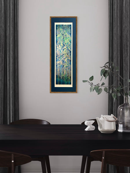 Forest Meditation Signed Print - Blue Green Grey Forest Print Art