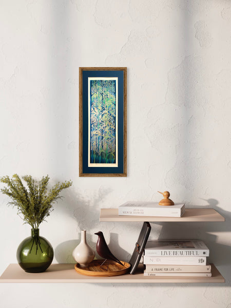 Forest Meditation Signed Print - Blue Green Grey Forest Print Art