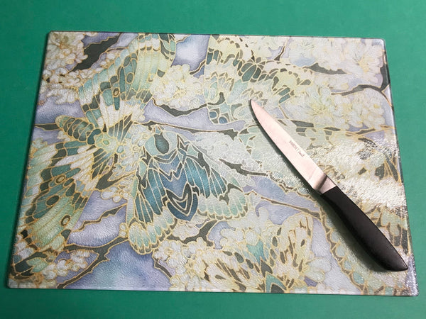 Moths on Lichen Placemats - Green Table Mats & Coasters - glass chopping boards