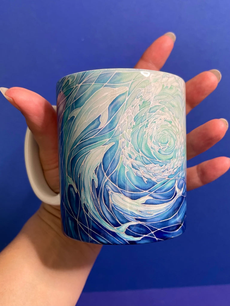 Blue Dolphins Mug and Coaster - Extra Large & Regular Mug Sizes Dolphin Lovers Mug Gift Box Set -