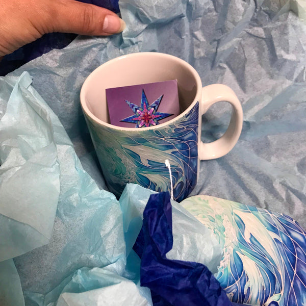 Extra Large Dolphins Mug. Blue Aqua mugs in BIG & standard sizes.  mug & coaster box set. nature lovers gift set. Sealife lovers gift. dolphin lovers gift. gift for him. gift for teacher. gift for her. tea coffee lovers gift.