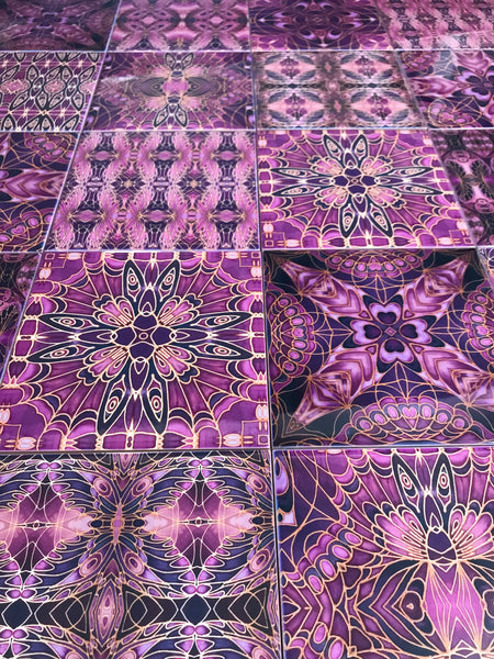 Plum Gothic Mixed Set of 20 Ceramic Tiles - Plum Black Charcoal Kitchen Tiles