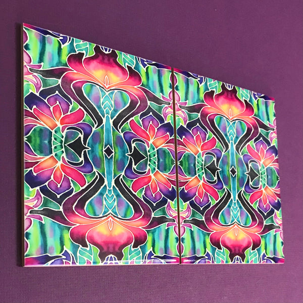 Art Nouveau Purpke Iris Tiles -  Ceramic Bohemian Decorative 6x8”  Tiles - Kitchen Bathroom Tiles