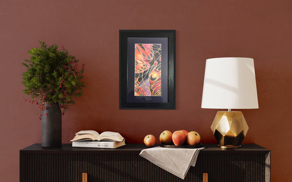 Gothic Abstract Butterfly Heaven Painting - Butterflies hand painted silk  -  Dramatic Original Art