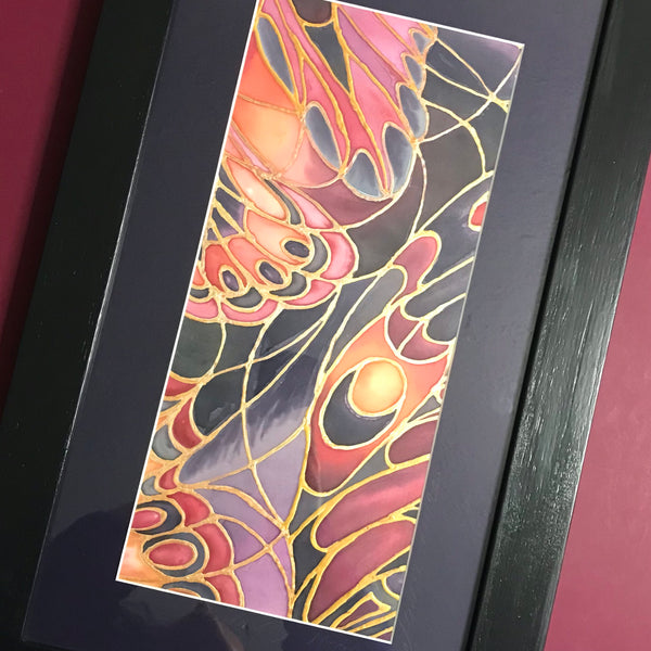 Gothic Abstract Butterfly Heaven Painting - Butterflies hand painted silk  -  Dramatic Original Art