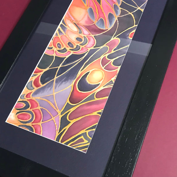Gothic Abstract Butterfly Heaven Painting - Butterflies hand painted silk  -  Dramatic Original Art
