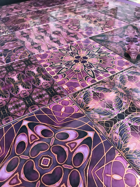 Plum Gothic Mixed Set of 20 Ceramic Tiles - Plum Black Charcoal Kitchen Tiles