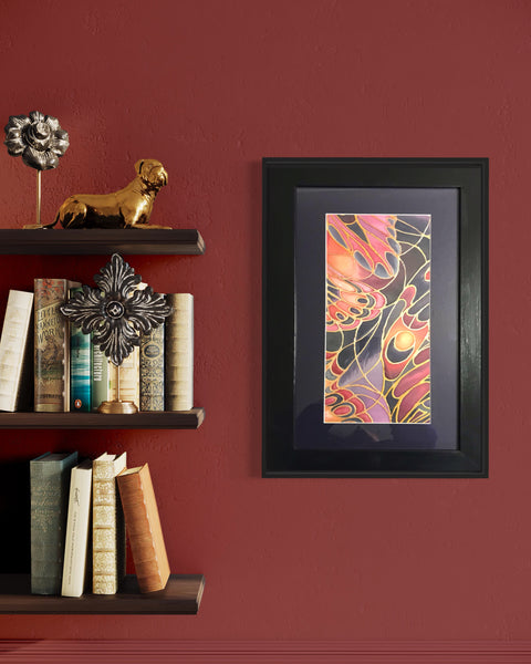 Gothic Abstract Butterfly Heaven Painting - Butterflies hand painted silk  -  Dramatic Original Art