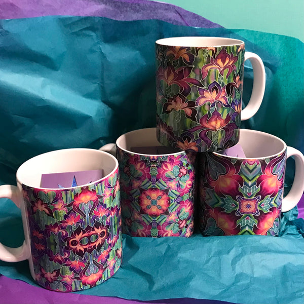 Purple Irises Set of 4 Mugs or Mug and Coaster Box Sets -  Mug Gift