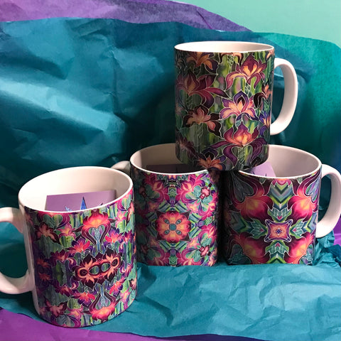 Purple Irises Set of 4 Mugs or Mug and Coaster Box Sets -  Mug Gift