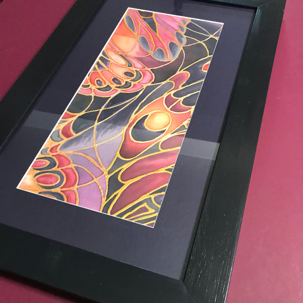 Gothic Abstract Butterfly Heaven Painting - Butterflies hand painted silk  -  Dramatic Original Art