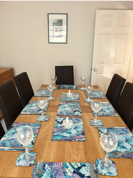 Lilac Mint Butterflies Table Mats - Beautiful place mats - Green butterfly chopping boards