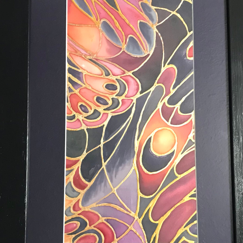 Gothic Abstract Butterfly Heaven Painting - Butterflies hand painted silk  -  Dramatic Original Art