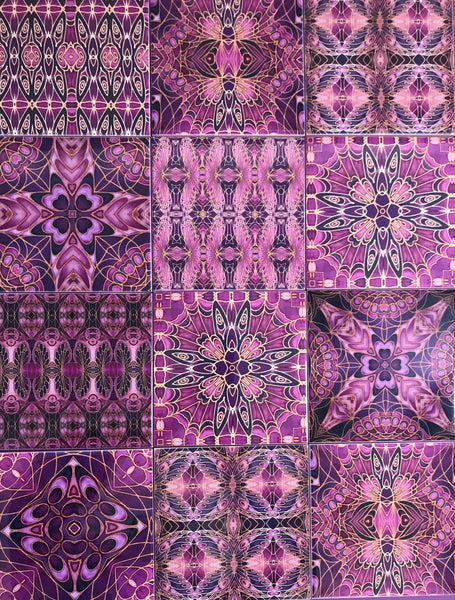 Plum Gothic Mixed Set of 20 Ceramic Tiles - Plum Black Charcoal Kitchen Tiles