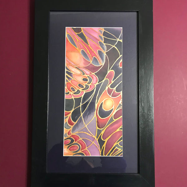 Gothic Abstract Butterfly Heaven Painting - Butterflies hand painted silk  -  Dramatic Original Art