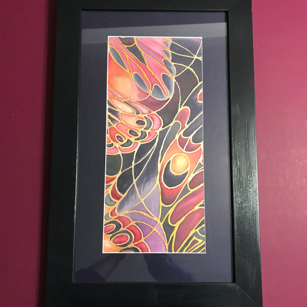 Gothic Abstract Butterfly Heaven Painting - Butterflies hand painted silk  -  Dramatic Original Art