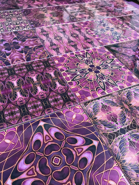 Plum Gothic Mixed Set of 20 Ceramic Tiles - Plum Black Charcoal Kitchen Tiles