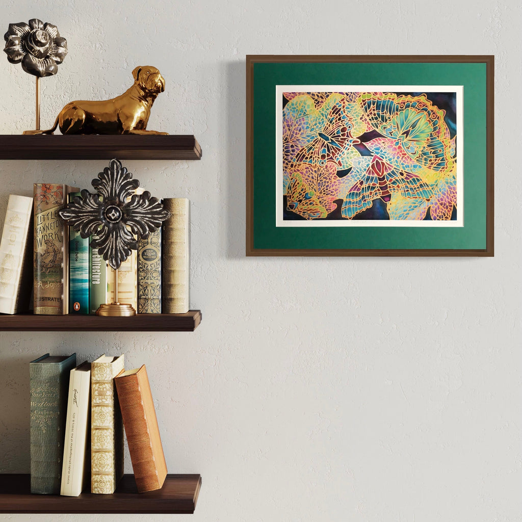 Rich Earthy Butterflies Art Print - Caramel and Moss Coloured Art
