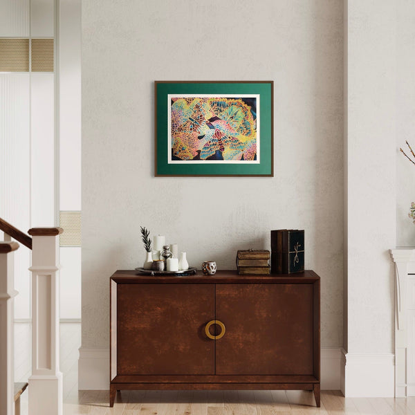 Rich Earthy Butterflies Art Print - Caramel and Moss Coloured Art