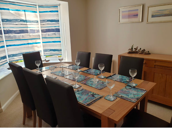 Lilac Mint Butterflies Table Mats - Beautiful place mats - Green butterfly chopping boards