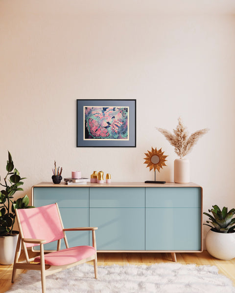 Pastel Calm Butterflies Art Print - Bedroom, Therapy Room, Gentle Art