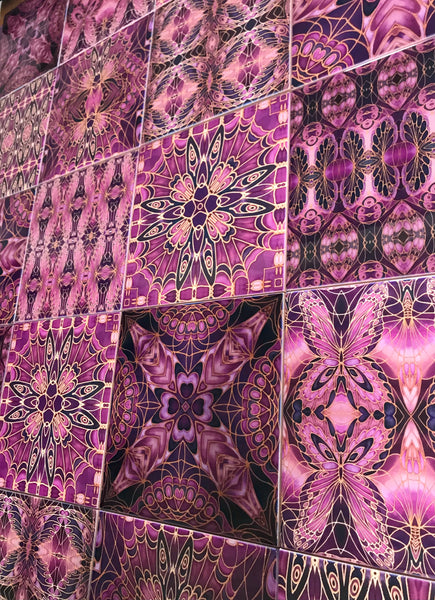 Plum Gothic Mixed Set of 20 Ceramic Tiles - Plum Black Charcoal Kitchen Tiles