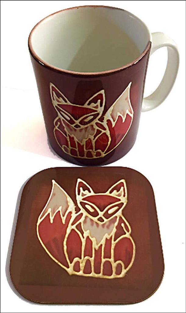 Cute Fox Mug & Coaster - Fox Mug Box Set - Red Chocolate Fox Mug - Fox Lovers Mug Gift
