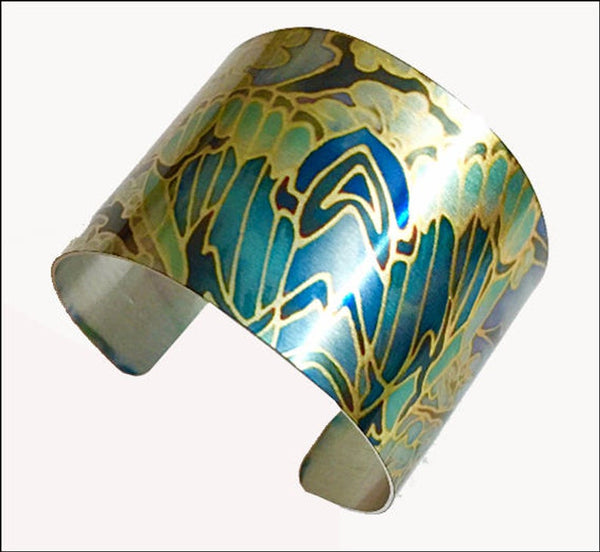 Sage green Moth Cuff Bracelet - Comtemporary Green Bangle - easy wear lightweight aluminium.