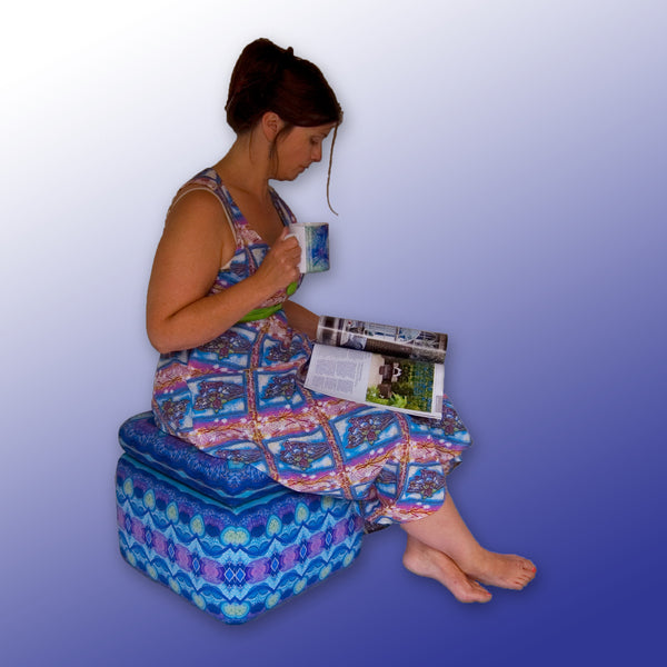 Footstool Occasional Seat - Blue Green Footstool