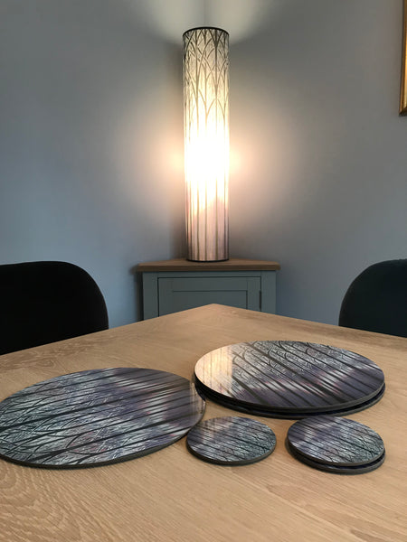 Misty Trees Contemporary Floor Lamp  - Tranquil Light Art Lamp - Blue Turquoise Aqua trees Lamp