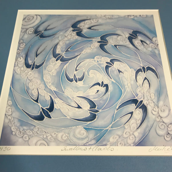 Swallows and Clouds Signed Print - Living Room Bedroom Bathroom Art