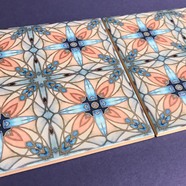 Italian Style Tiles - contemporary tile in blue grey and terracotta sand - Echoes of Assisi - 6x6"