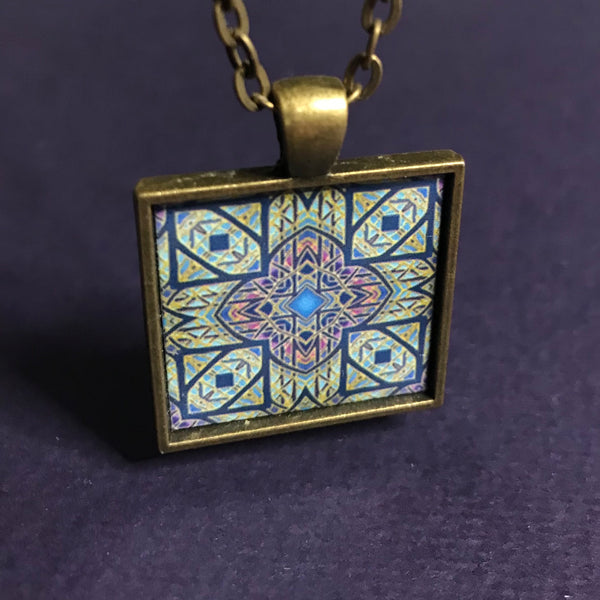 Stunning Cathedral Rose Window Necklace - Square Church Window Pendant - Affordable gift