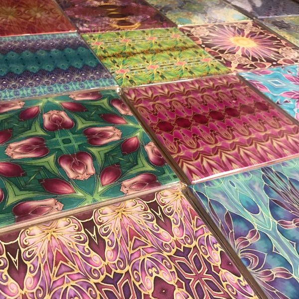 Frieda Kahlo Set of 50 Ceramic Tiles - Bohemian Blue Green Pink Red Gold and Burgundy Bright Bohemian Kitchen Tiles