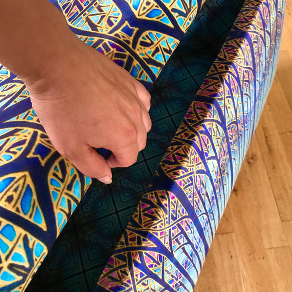 SOLD Stunning Cathedral Window Ottamon-Made to Order-one off Bespoke Upholstery.