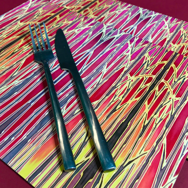 Sunset Trees Placemats and Coasters - High Quality Table Mats - Warm Red Tableware