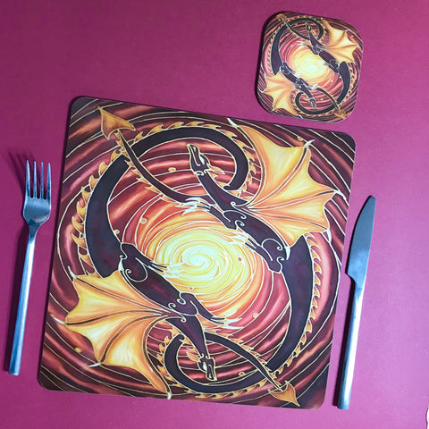 Sun Dragons Square Table Mats & Coasters - Wildlife Table Mats