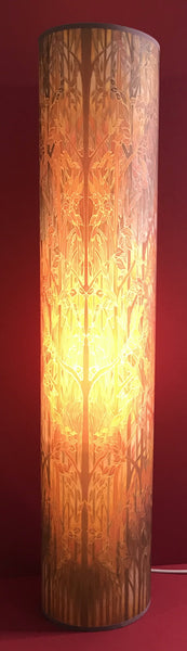 Autumn Whispers Contemporary Floor Lamp 1m tube - Welcoming Light Art Lamp - Copper russet grey trees Lamp