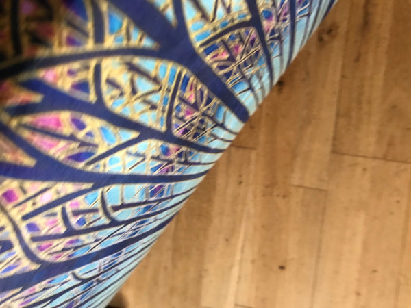 SOLD Stunning Cathedral Window Ottamon-Made to Order-one off Bespoke Upholstery.