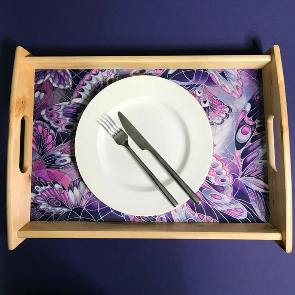 Purple Grey Placemats & Coasters - High Quality Table Mats - Purple Butterfly Tableware