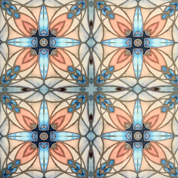 Italian Style Tiles - contemporary tile in blue grey and terracotta sand - Echoes of Assisi - 6x6"
