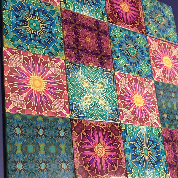 Jubilation Set of 20 Ceramic Tiles - Bohemian Plum and Teal Green Bohemian Kitchen Tiles